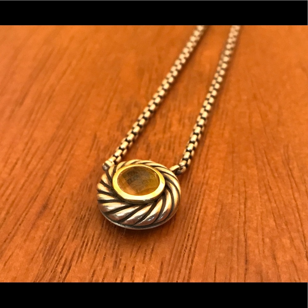 David Yurman Sterling Silver & 14K gold necklace